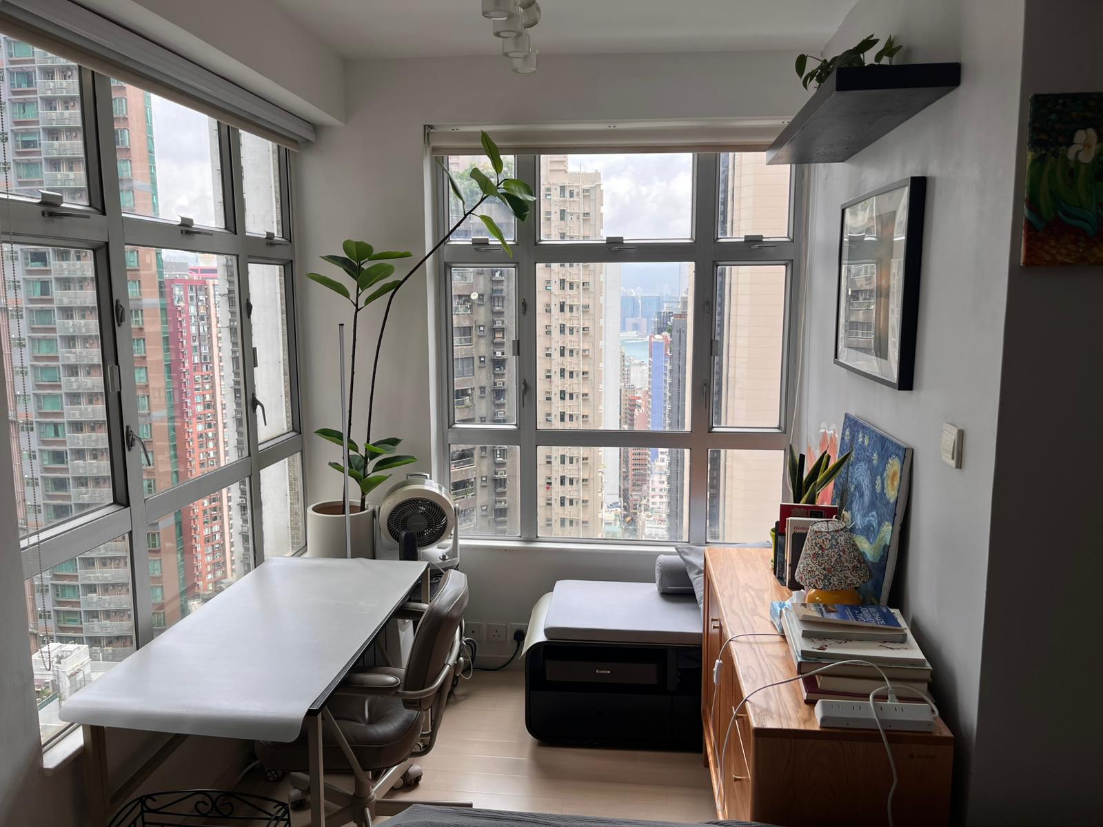 Workspace with wraparound windows