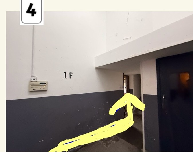 Step 4: stairwell marked 1F