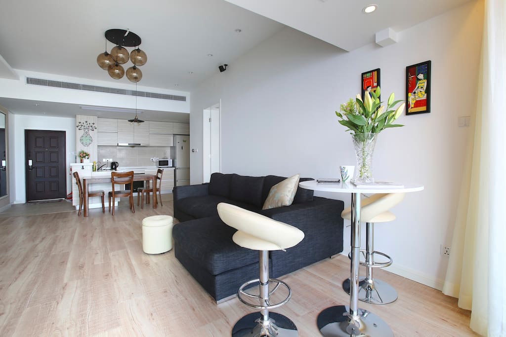 Open-plan living room and kitchen
