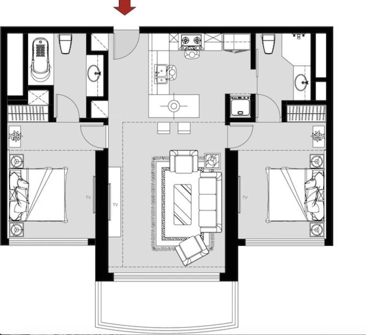 Two-bedroom apartment floor plan